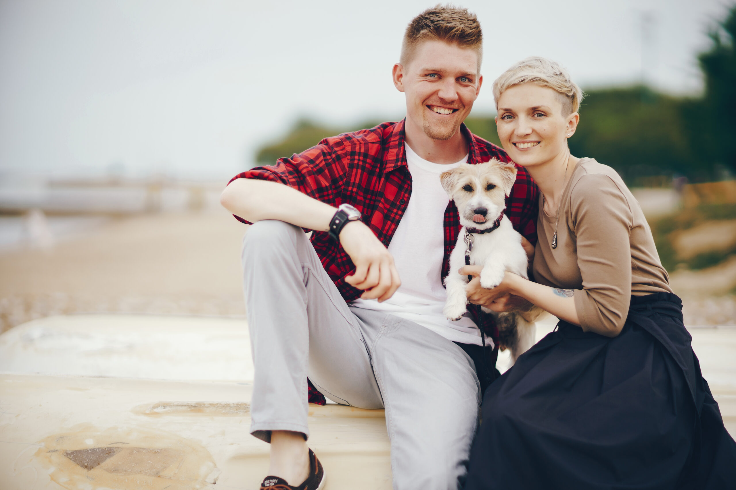 happy couple on a beach